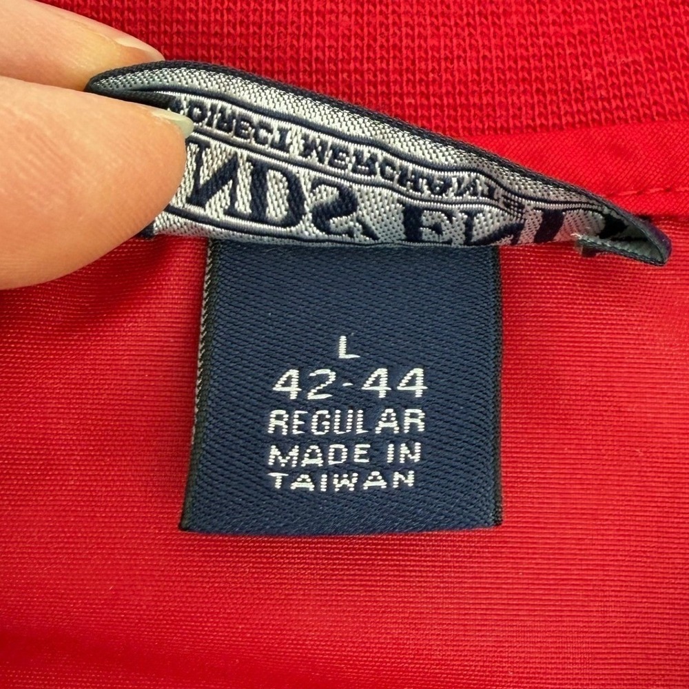 Lands End Mens Vintage Red Windbreaker Pullover V-Neck Crew Jacket Large 42-44 - Picture 4 of 9